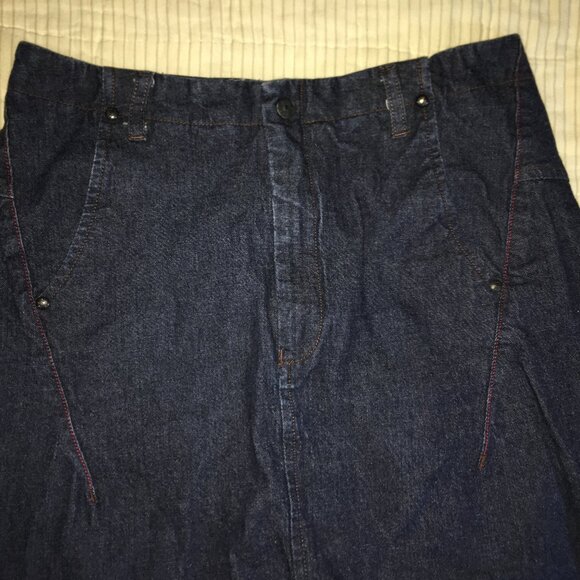 Vintage Marithe Francois Girbaud Blue Long A-Line Denim Skirt size 31 - Picture 10 of 13